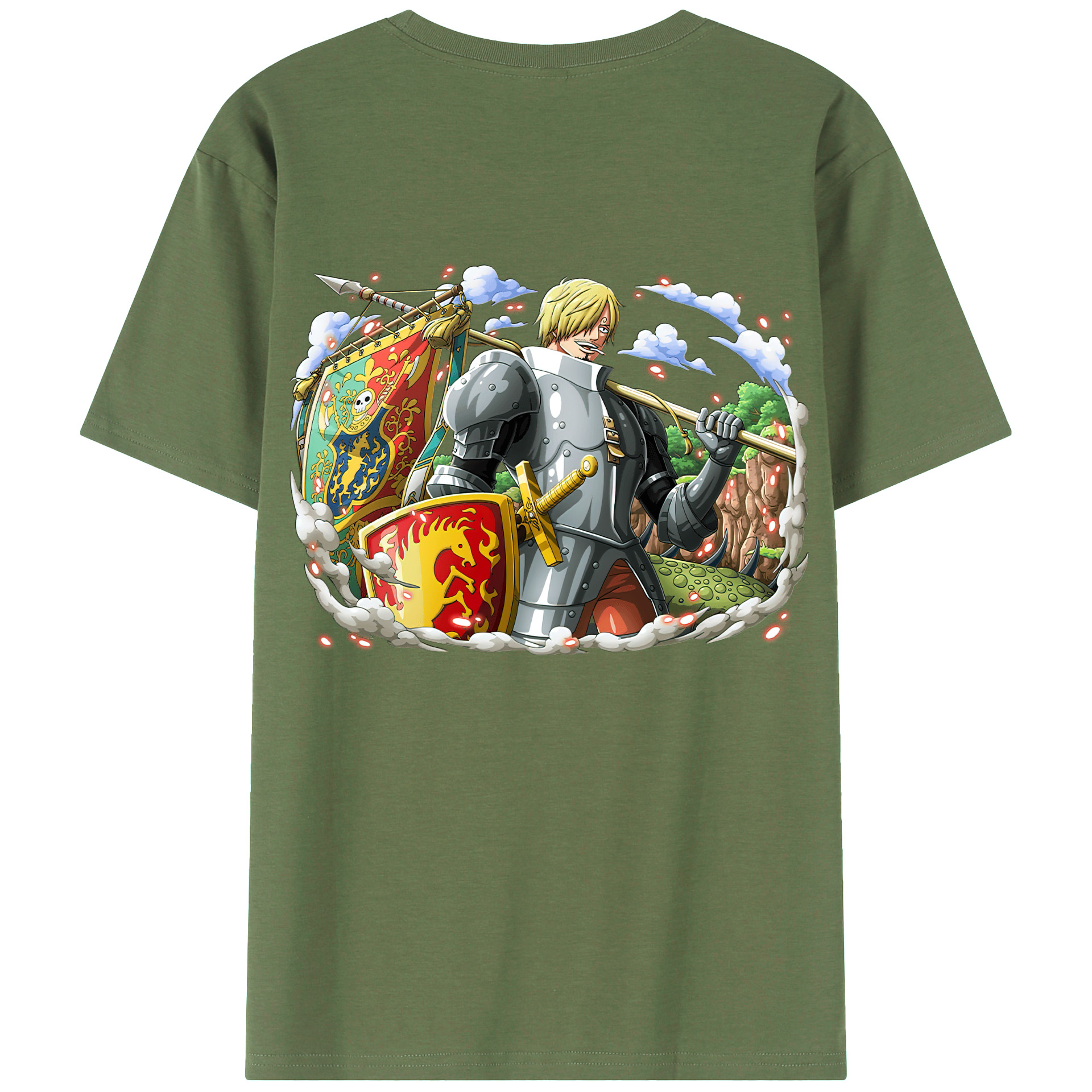 （画像用） ワンピース サンジ ONE PIECE Sanji 綿100％ メンズ半袖Tシャツ（バックプリント） 通気性
